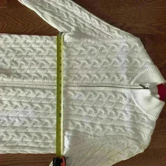 Craft & Barrow Knit Jacket Ivory Double Zip Women Sz  Petite XL - Picture 6 of 6